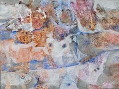 Afterimage. Peinture abstraite texturée, tons neutres, encadrée