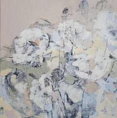 Calm Garden. Large abstract painting, pastel, soft colors