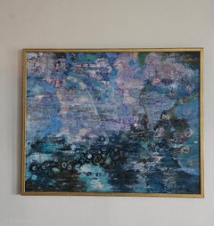 Sedimento da sogno. Quadro astratto di grandi dimensioni, blu, grigio, espressionismo