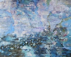 Traum-Sediment. Überdimensionales abstraktes Gemälde, blau, grau, Expressionismus