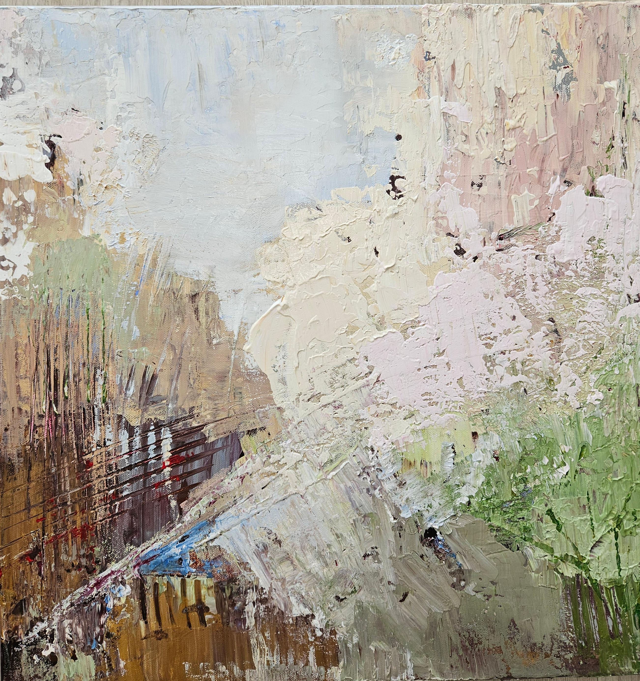 Le flux de la mémoire - Marron Abstract Painting par Tatiana Hellum