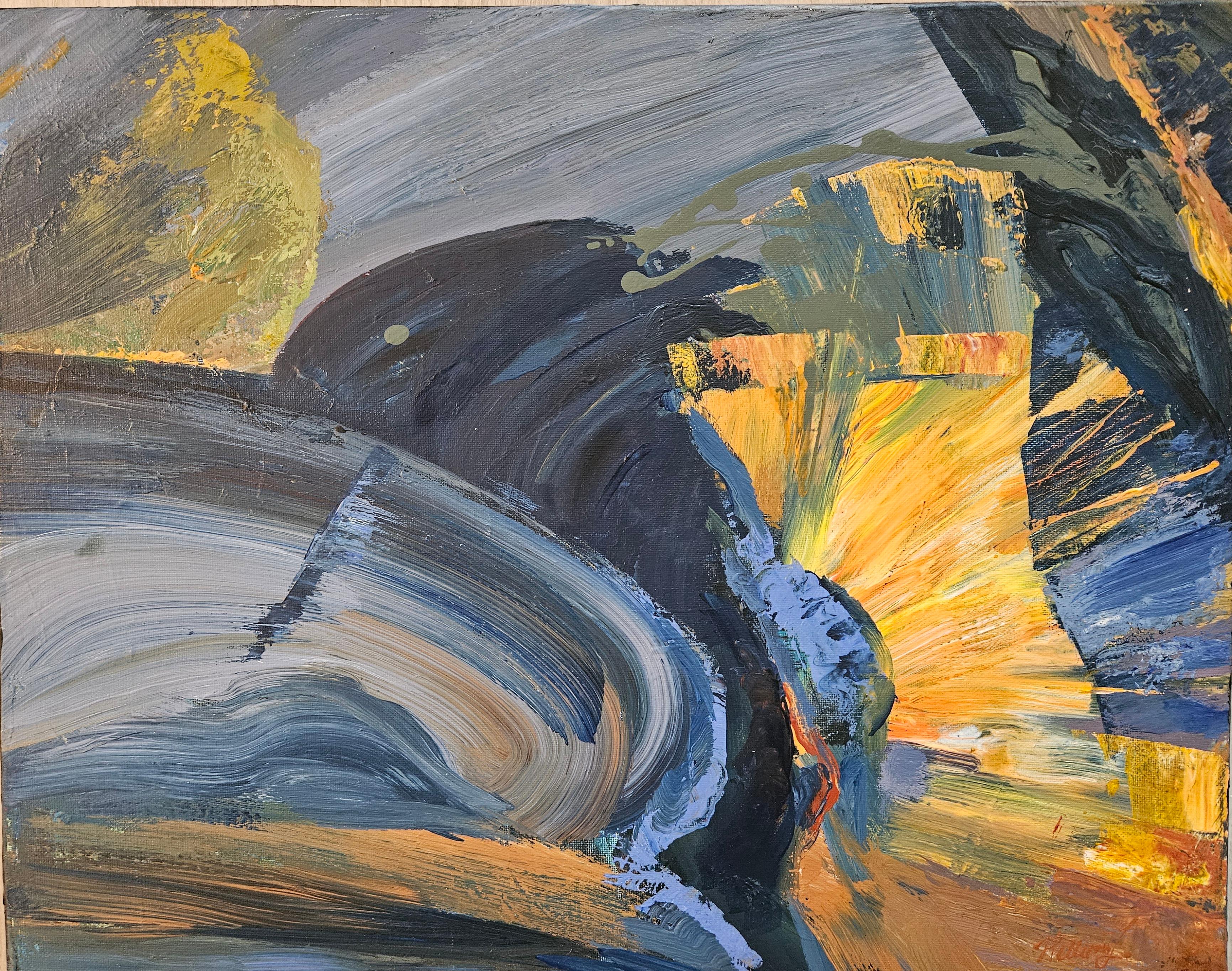 Vislumbrar antes del invierno - Abstract Painting Gris de Tatiana Hellum