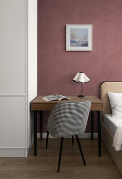 In Stillness. Small abstract painting, ochre, lilac, dusty rose, expressionism