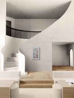 Memory of Petals. Large abstract painting, lavender, grey, blush floral