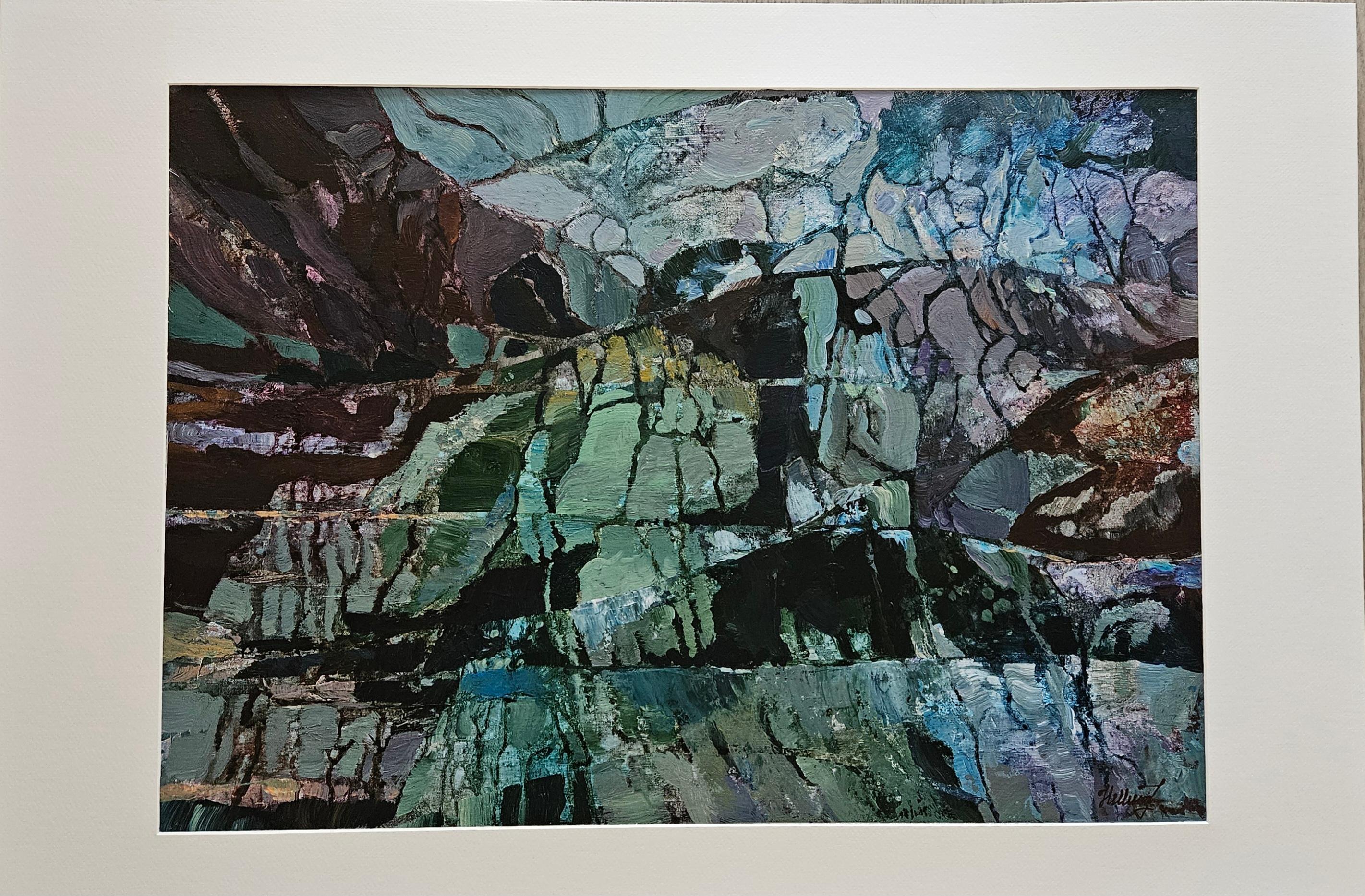 Mountains That Remind is a meditation on memory held within matter.
The forms rise and fracture like thoughts surfacing from deep silence — reminders not of what has passed, but of what endures. The painting transforms geological layers into