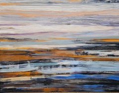 Northern Horizon. Large abstract painting, blue, contemporary art