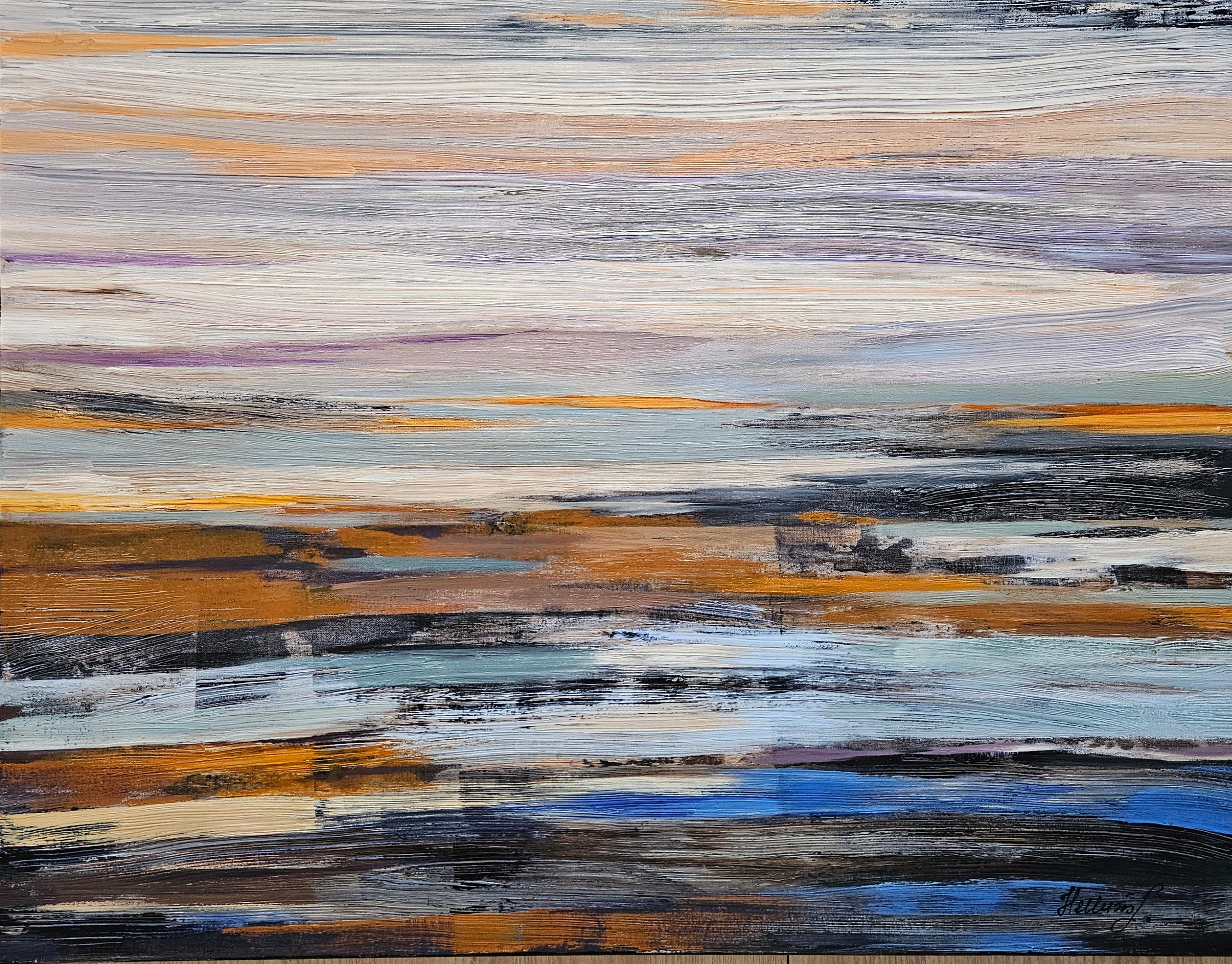 Horizon Nord. Grand tableau abstrait, bleu, art contemporain