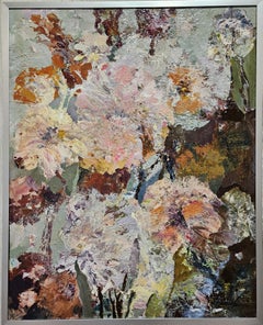 Pleasant Memories . Contemporary Floral Abstract Painting , Soft Tones, Framed