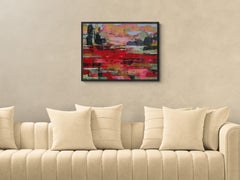 Poppies in Passing. Large, textured abstract landscape