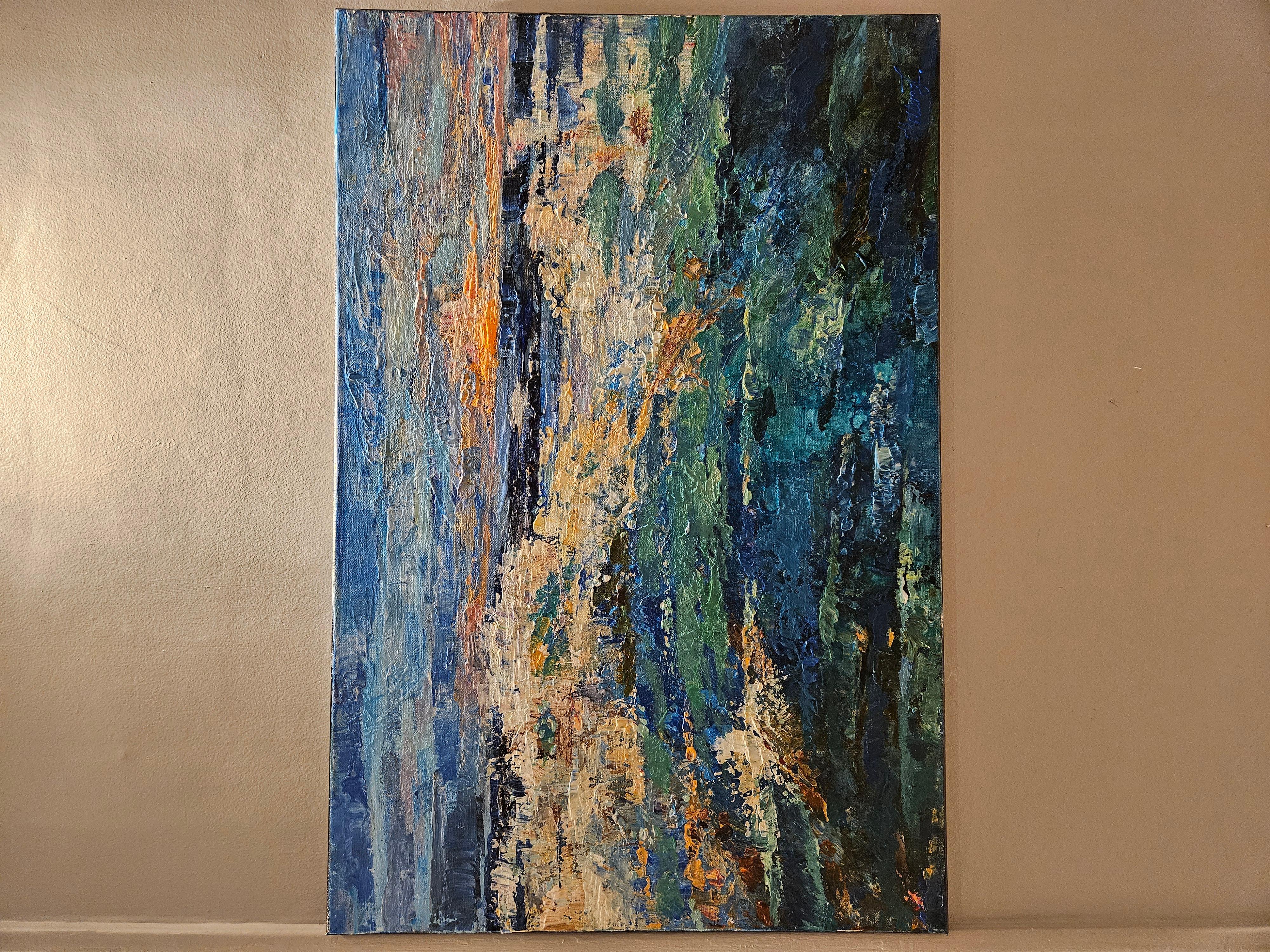 The Call of Turquoise - Abstract Painting by Tatiana Hellum