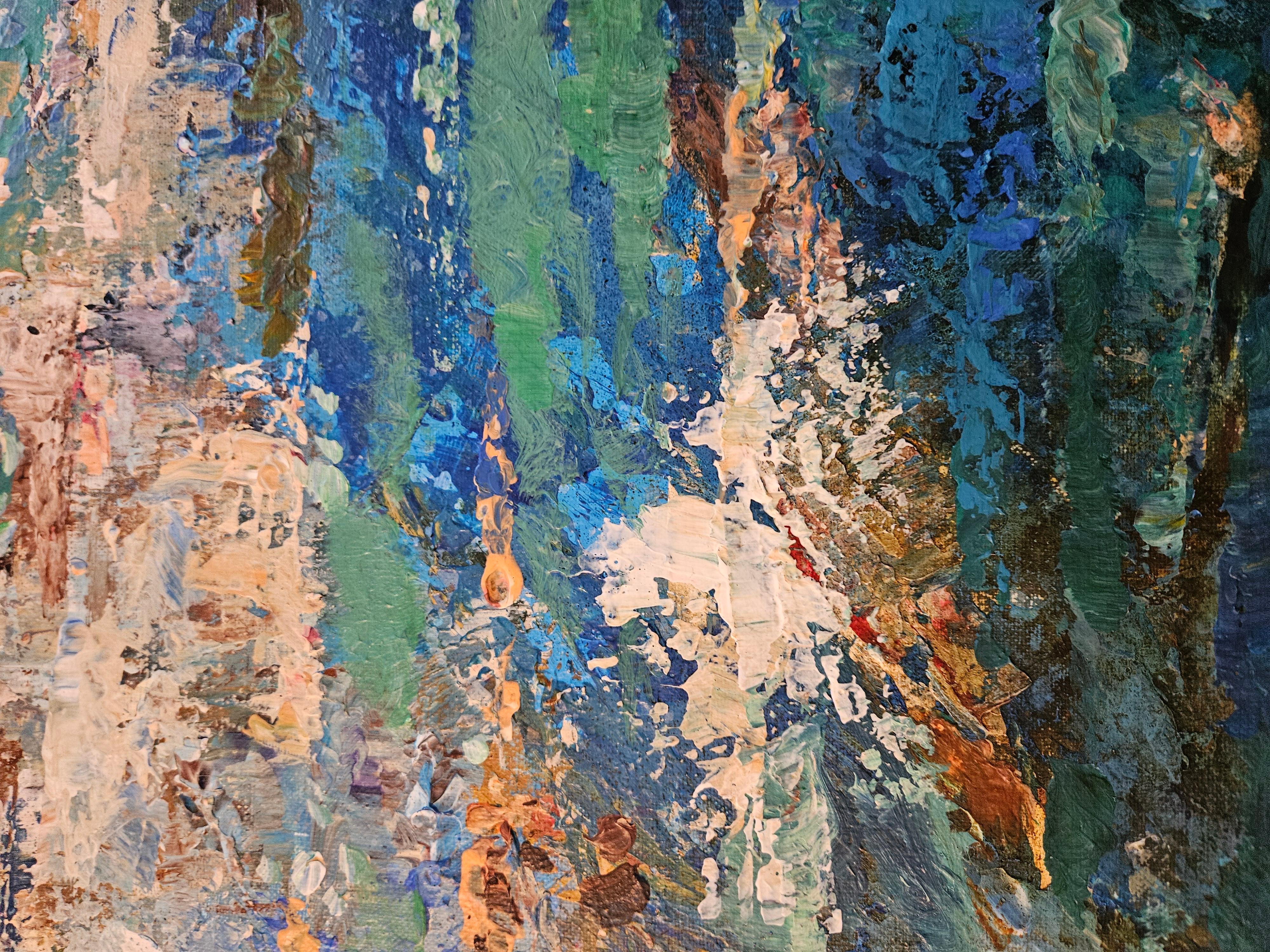 The Call of Turquoise - Blue Abstract Painting by Tatiana Hellum