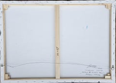 The Space of Pause. Large abstract landscape painting, blue, sage, expressionism