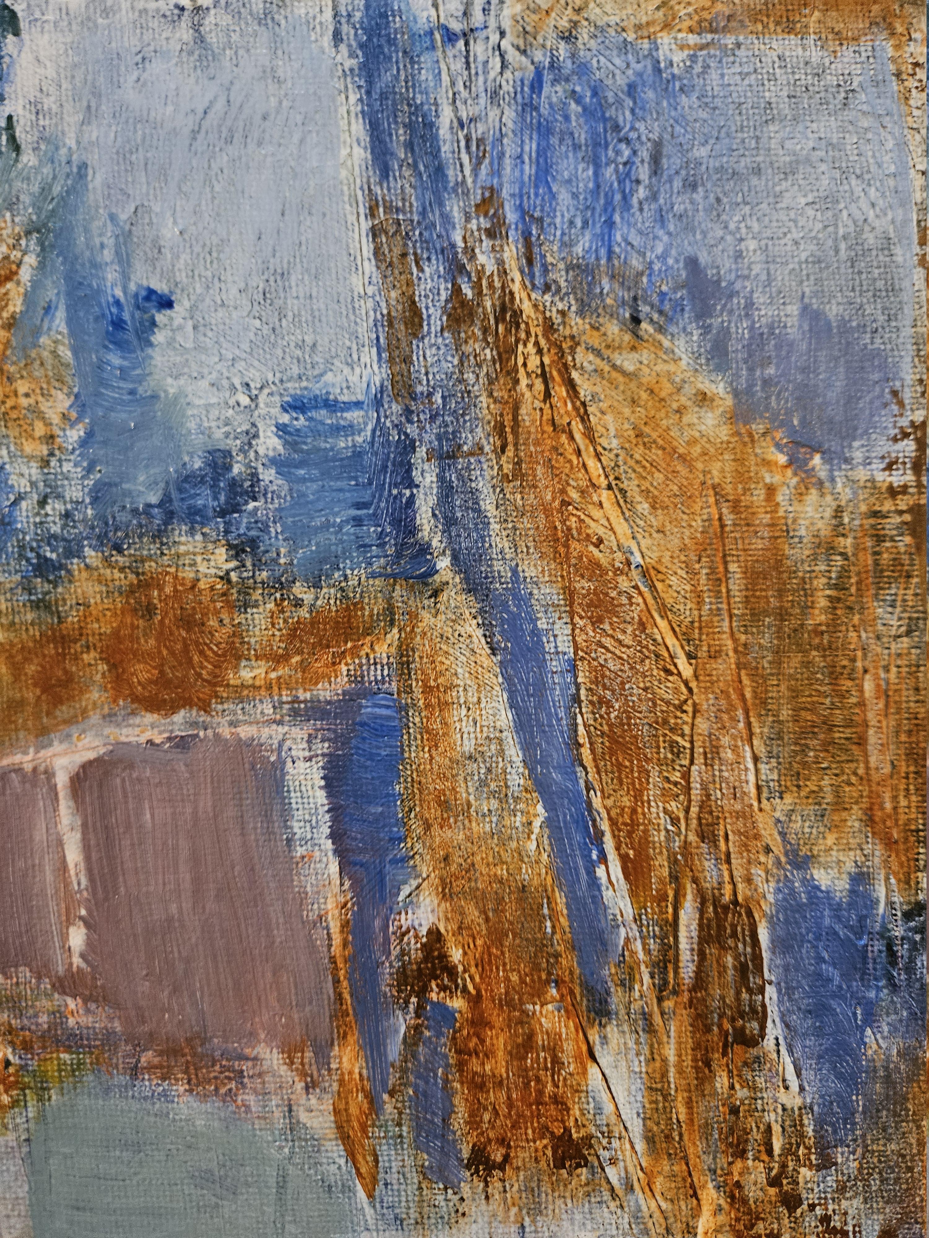 Traces - Brown Abstract Painting by Tatiana Hellum