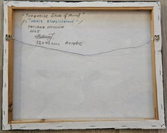 Turquoise State of Mind. Small abstract landscape painting, turquoise, blue