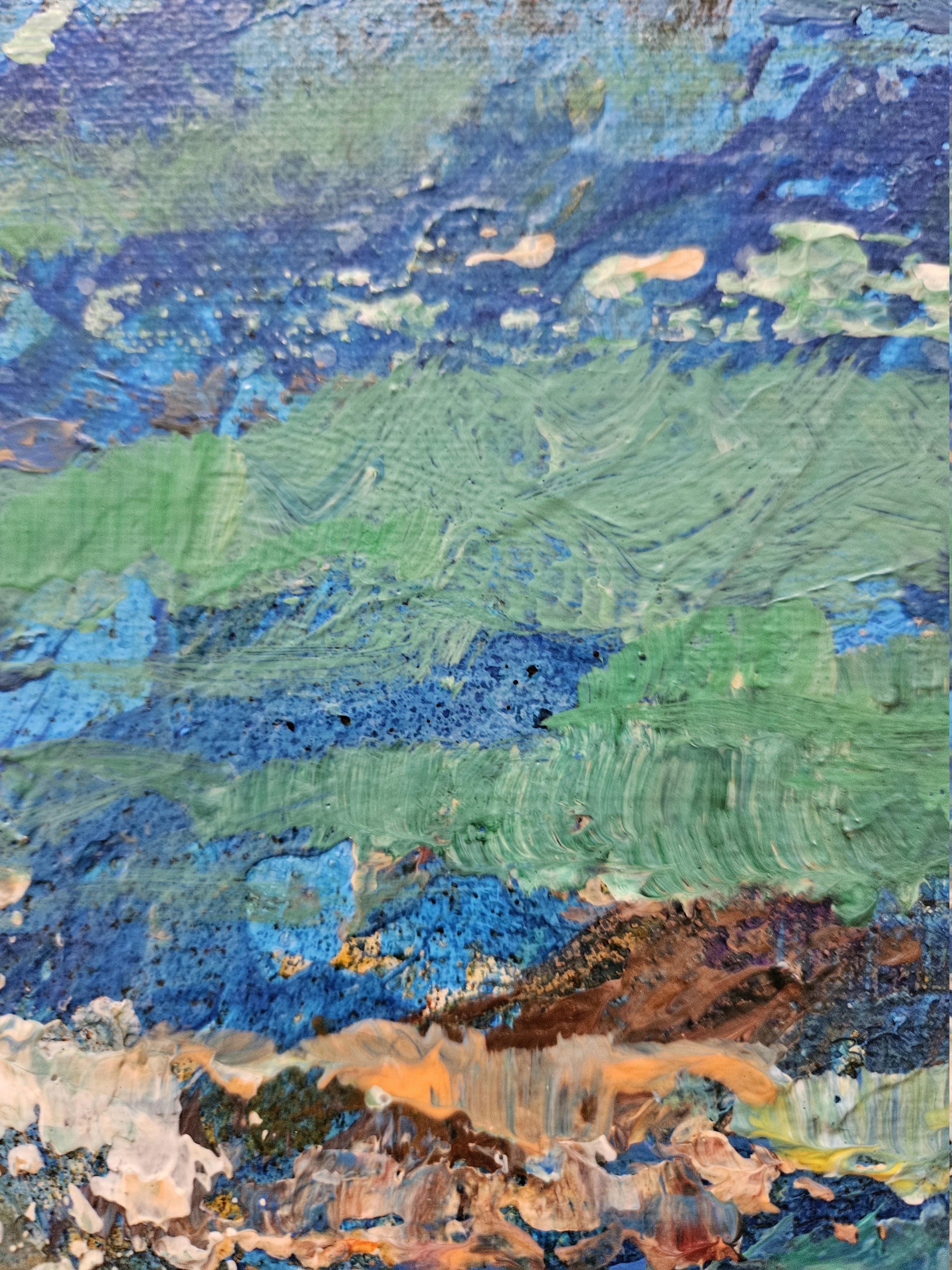 Turquoise State of Mind - Gray Abstract Painting by Tatiana Hellum