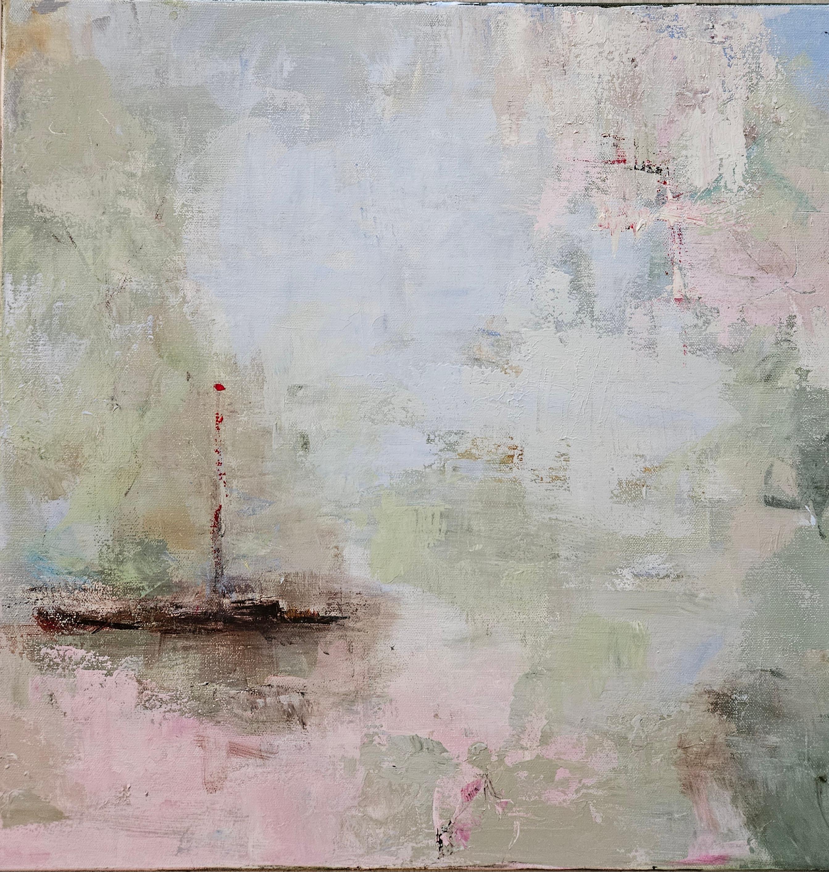 Weightless Memory - Gray Abstract Painting by Tatiana Hellum