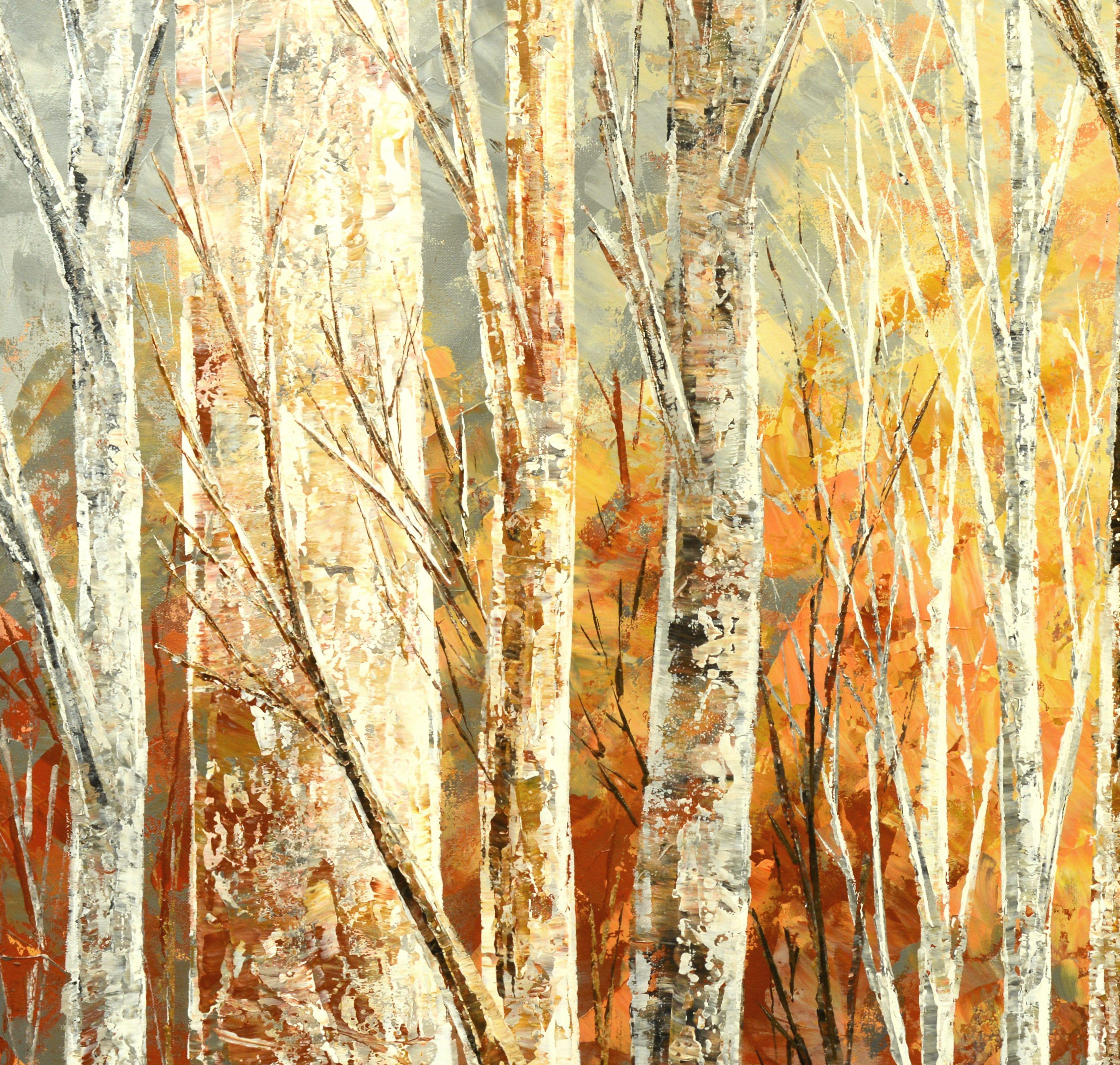 This is an original palette knife forest painting.  Size: 30
