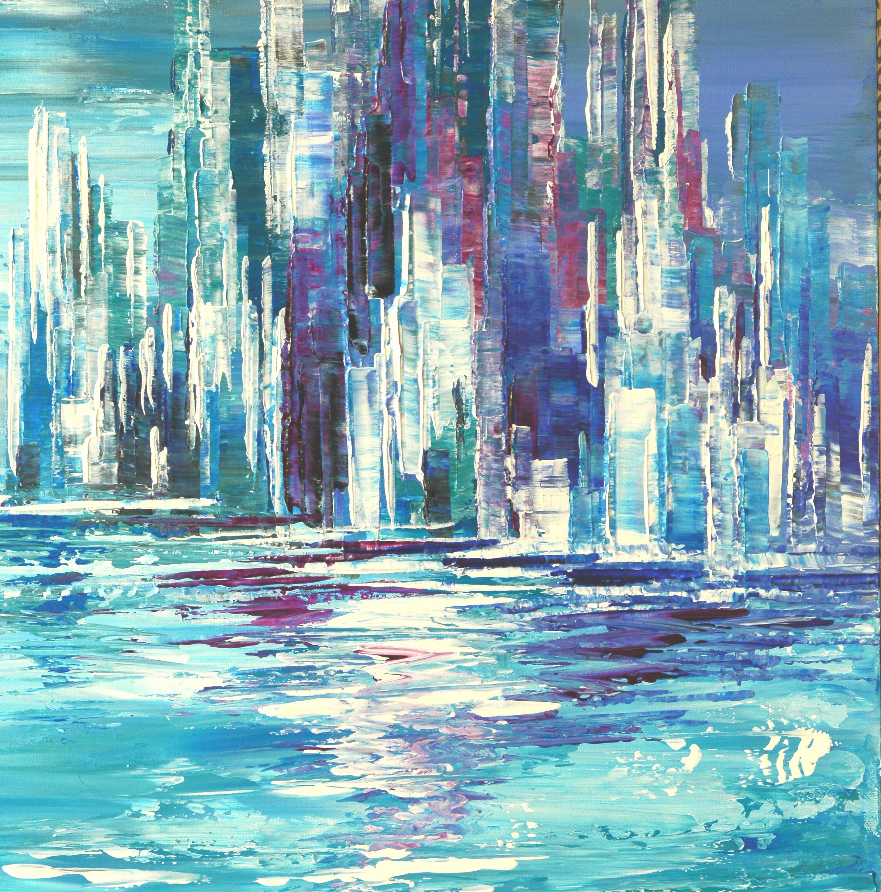 CITY OF EXOTIC SHORES, Painting, Acrylic on Canvas For Sale 1