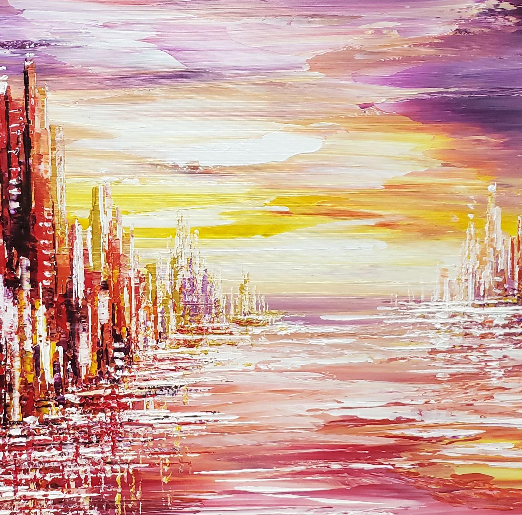 This is an original palette knife urban landscape painting.  Size: 24