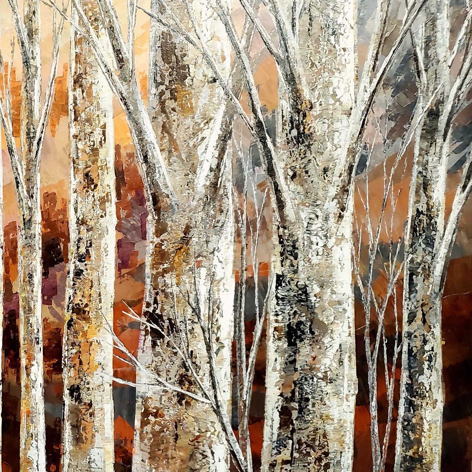 ¡El invierno ya está aquí! Me gusta la idea de imaginar que cualquier ser vivo tenga cualidades humanas. Creo que nos ayuda a apreciar la importancia de la naturaleza en nuestro mundo y en nuestras vidas. Tengo una serie de cuadros de abedul que