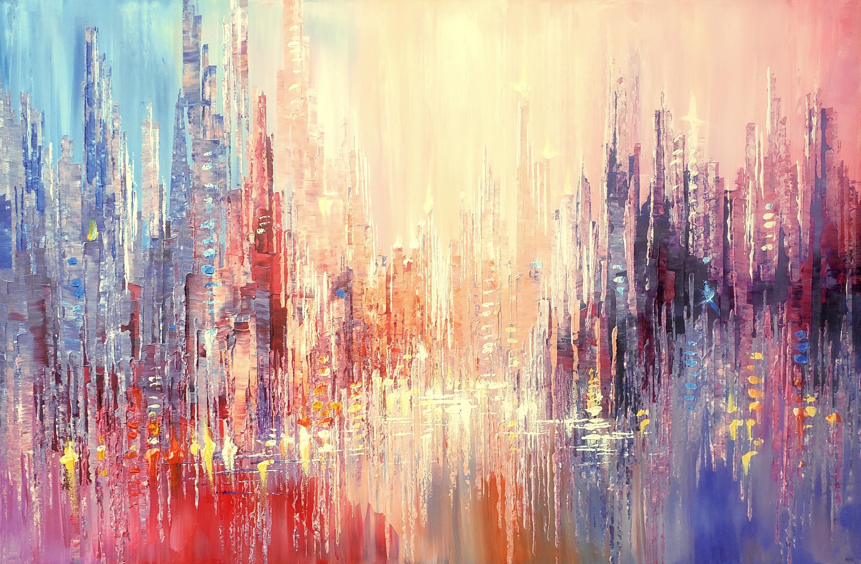 Abstract Painting Tatiana Iliina - Paysage urbain, peinture abstraite