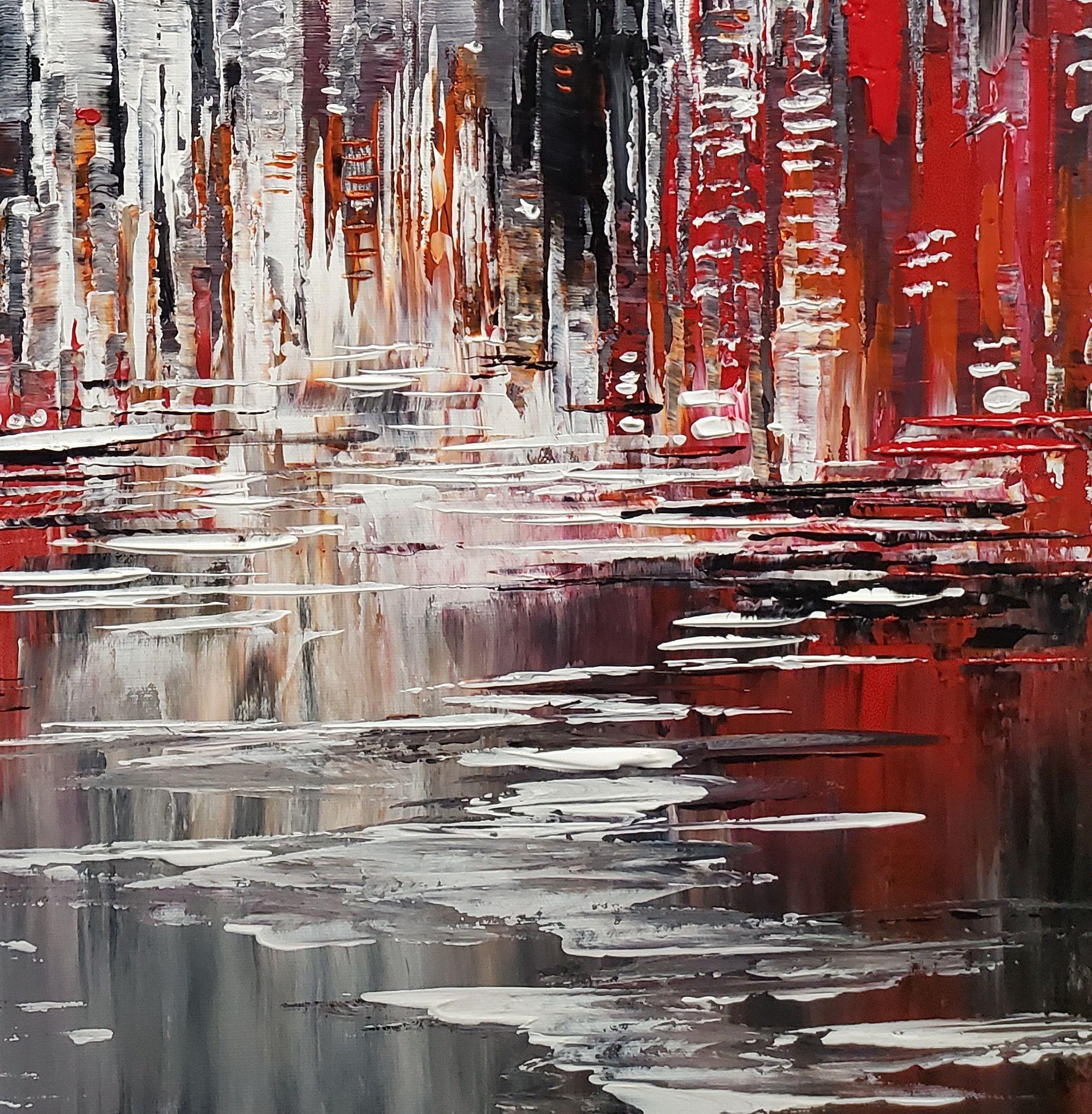 This is an original palette knife urban landscape painting. Size: 20