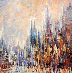 TOWERS BY THE TIMBER, Gemälde, Acryl auf Leinwand