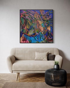 Danse, 100x100cm, acrylique, huile, toile