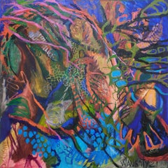 Danse, 100x100cm, acrylique, huile, toile