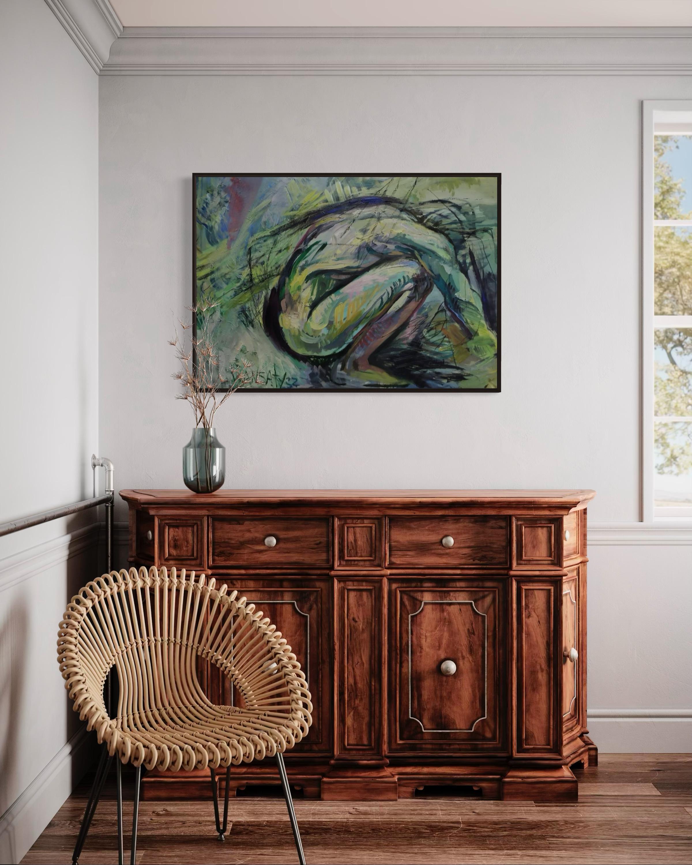 Pose de l'aigle, 80x110cm, 0il/acrylique/toile en vente 1