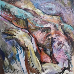Falling, 100x100cm, acrylic, oil, canvas