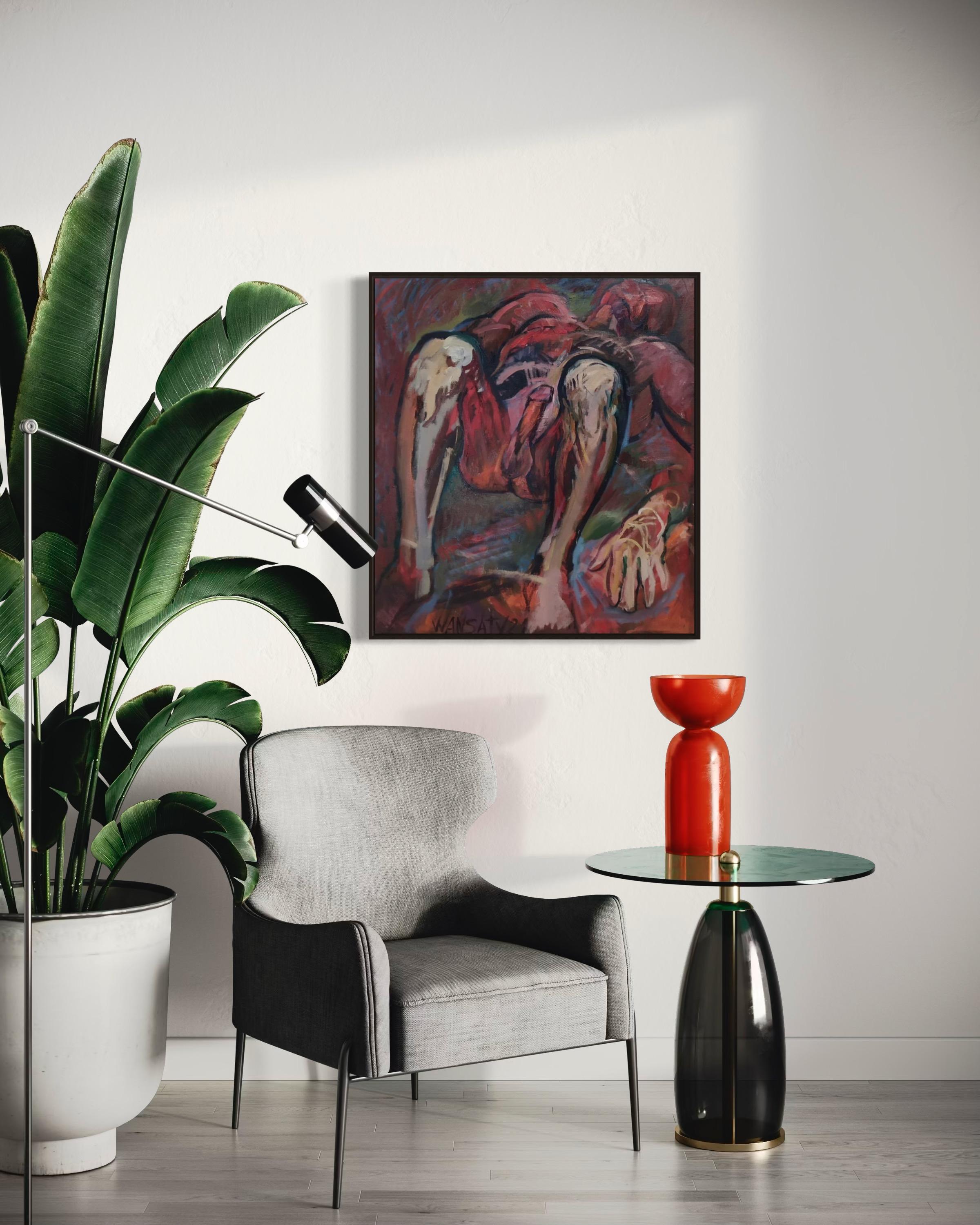 Dulce sueño del fauno, 90x80cm, óleo sobre lienzo - Art Contemporáneo de Tatiana Levchenko