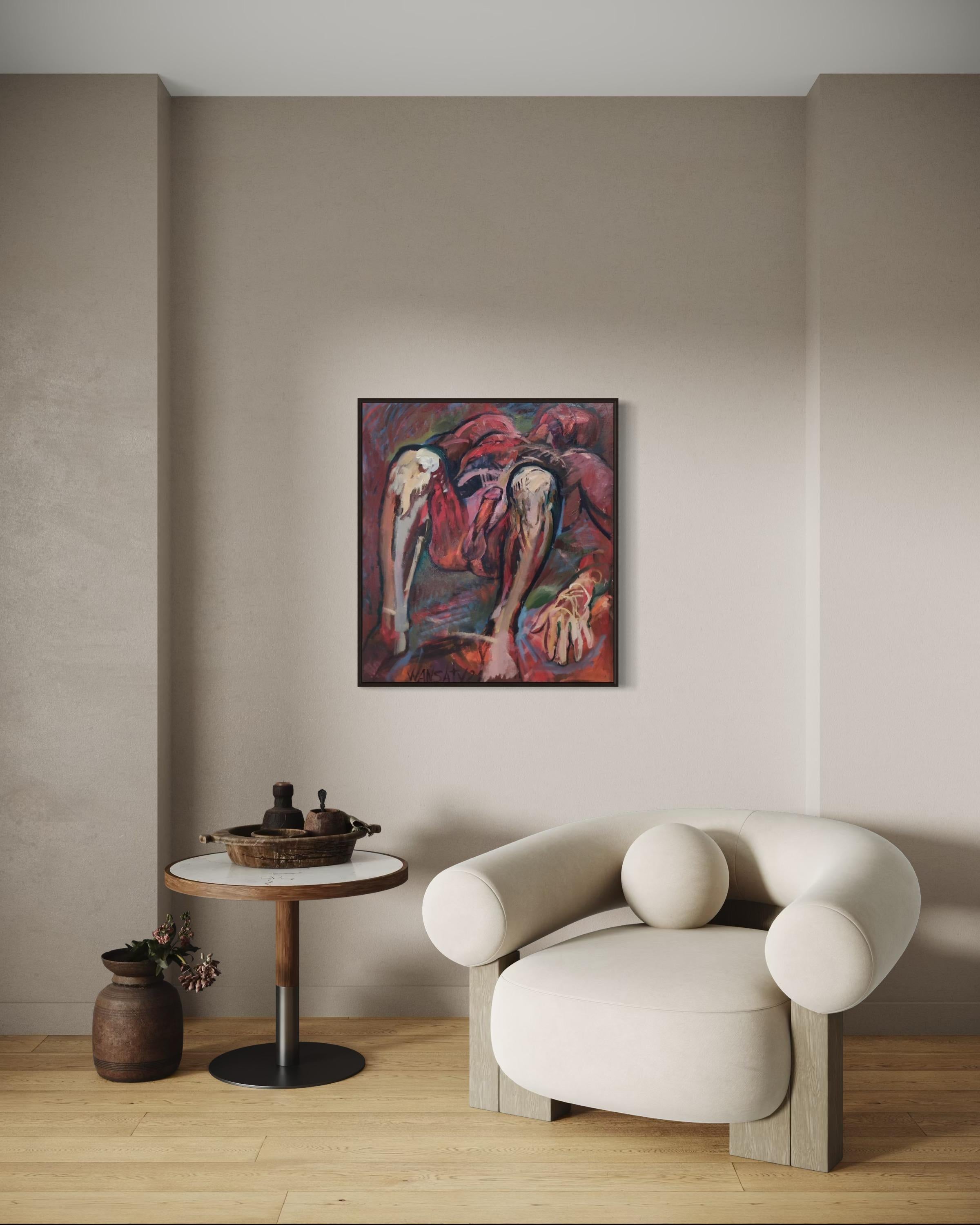 Dulce sueño del fauno, 90x80cm, óleo sobre lienzo en venta 3