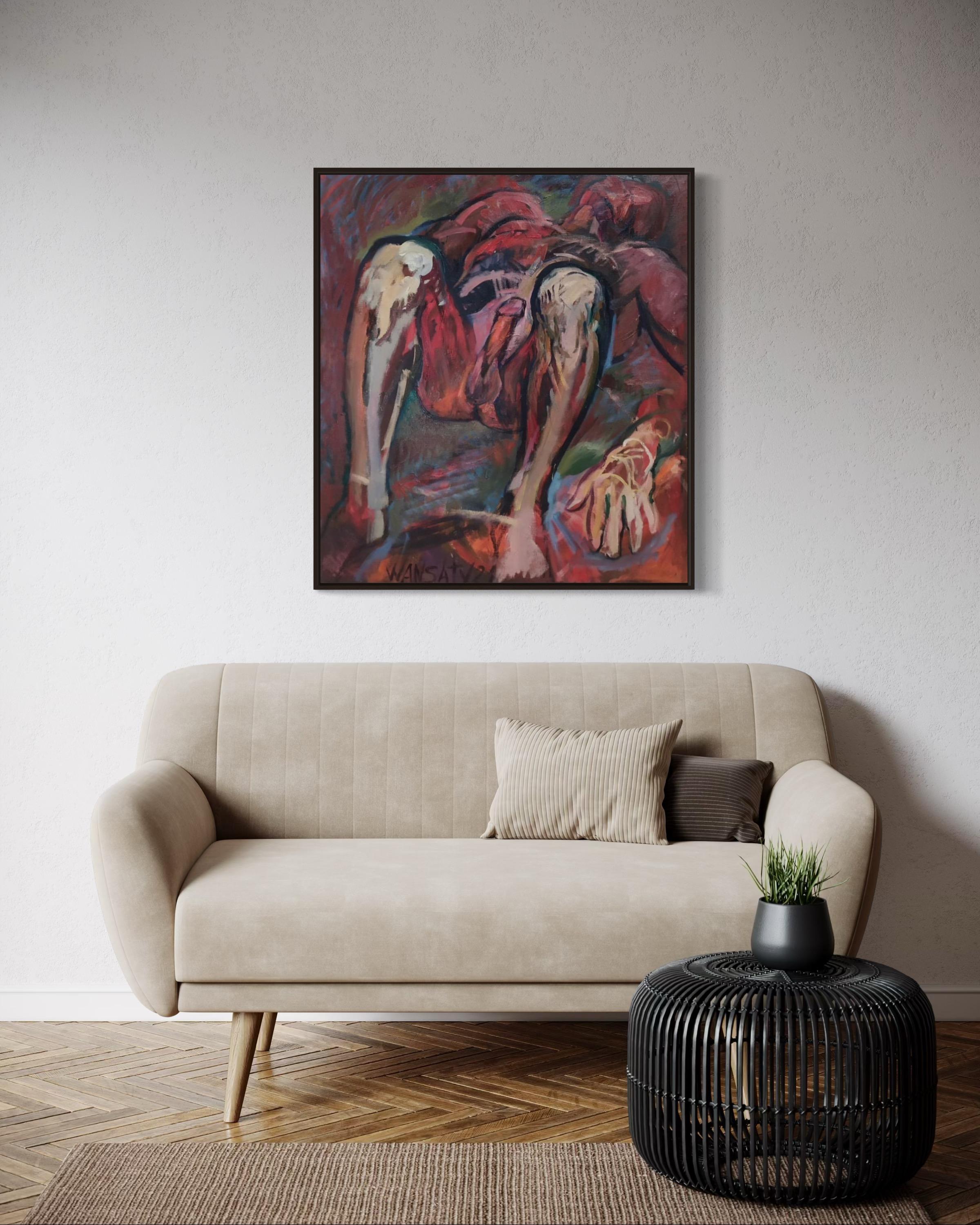 Dulce sueño del fauno, 90x80cm, óleo sobre lienzo en venta 4