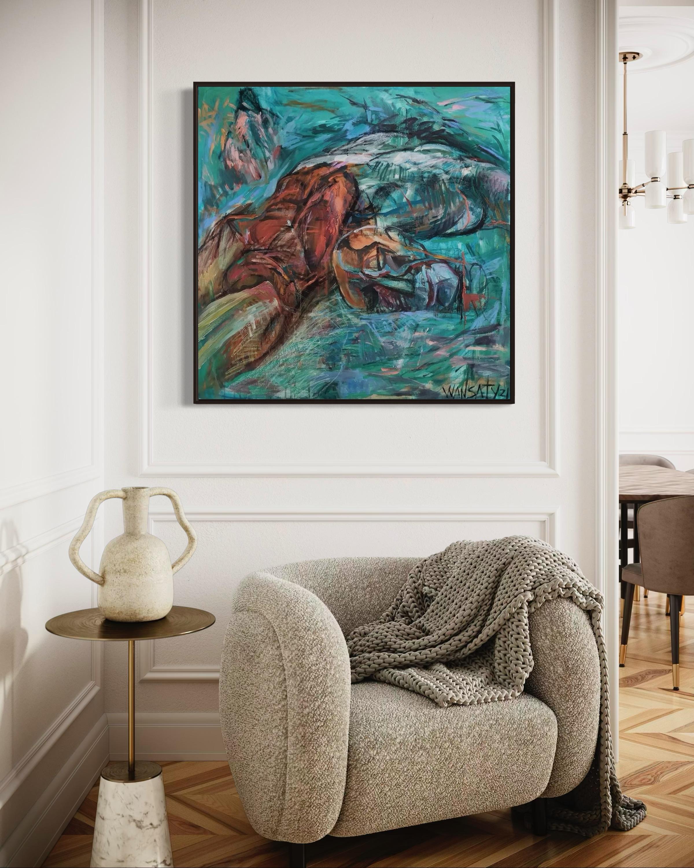 Ioan, 100x100cm, acrilico, olio, tela - Painting di Tatiana Levchenko