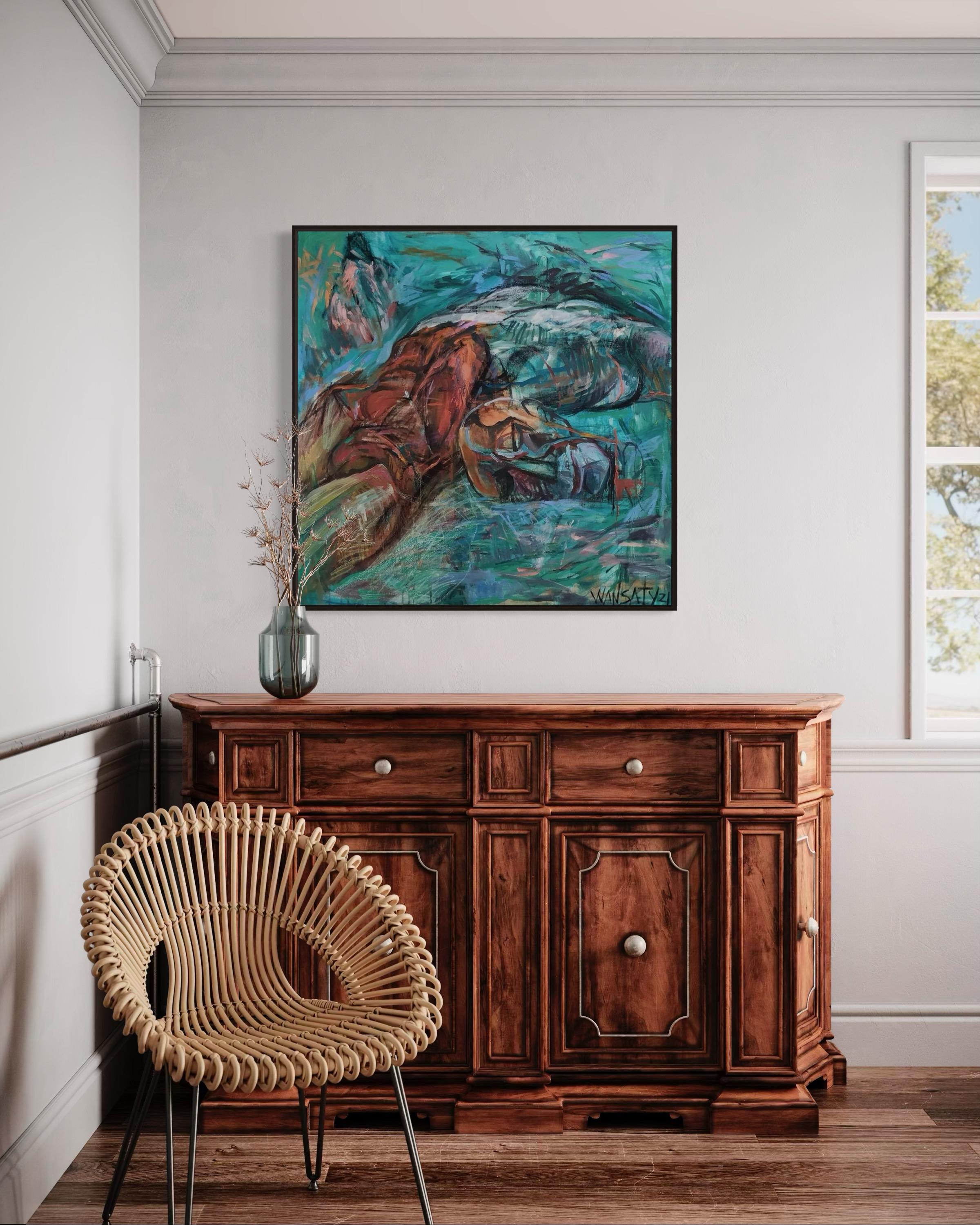 Ioan, 100x100cm, acrylic, oil, canvas For Sale 4