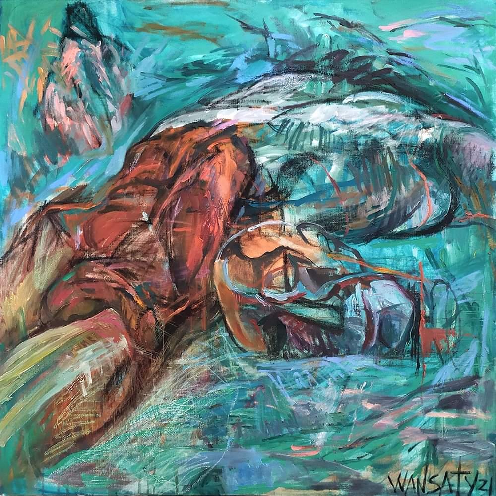 Abstract Painting Tatiana Levchenko - Ioan, 100 x 100 cm, acrylique, huile, toile