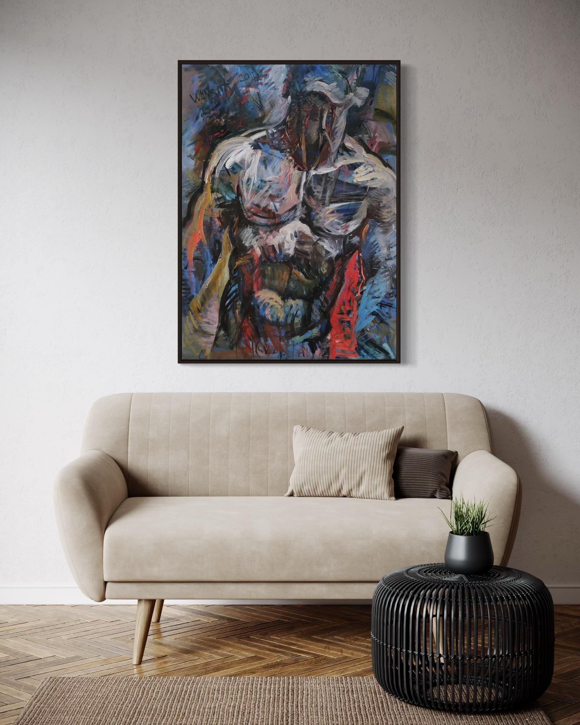 Sono io, Signore, 110x80cm, 0il/acrilico/tela - Abstract Painting Grigio di Tatiana Levchenko