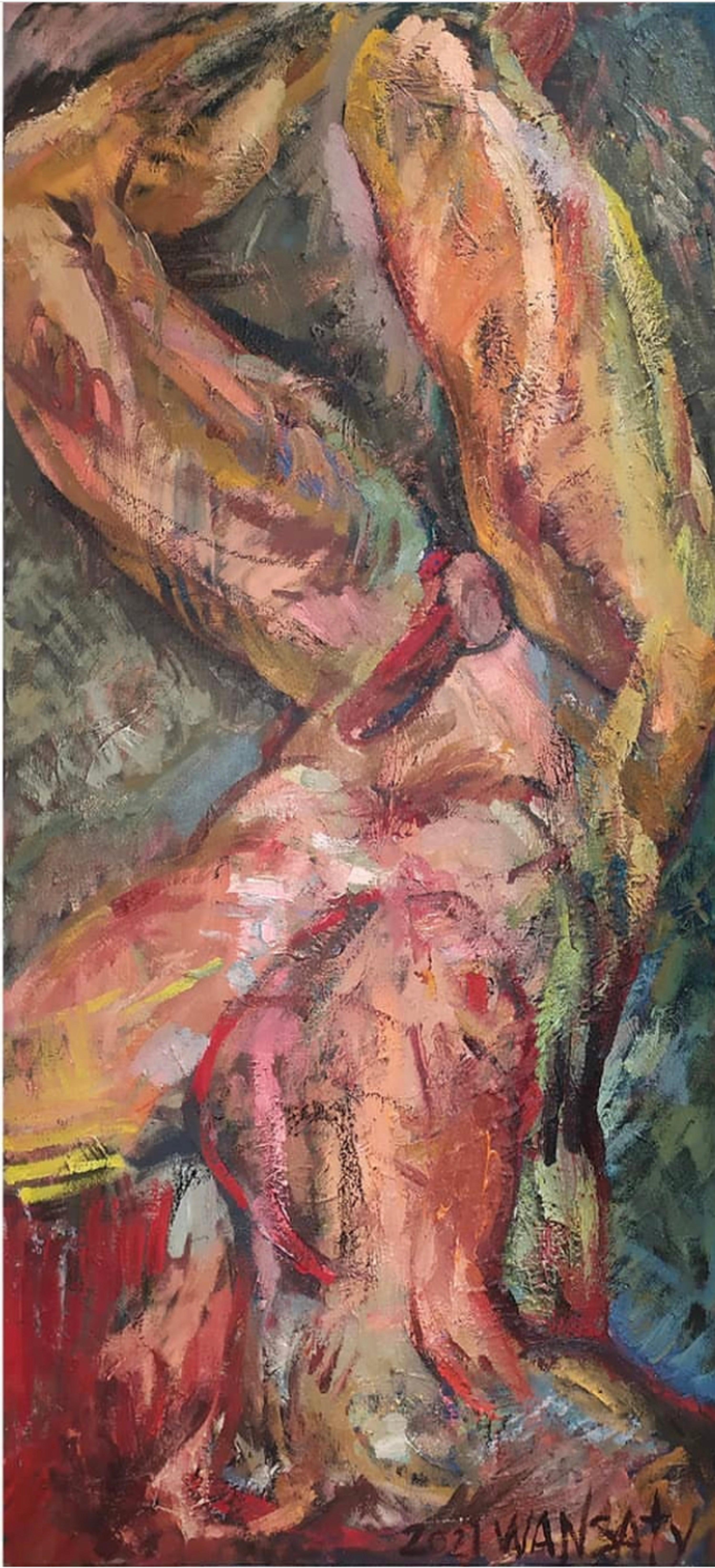 Tatiana Levchenko Nude Painting - Man 1, 120x55cm