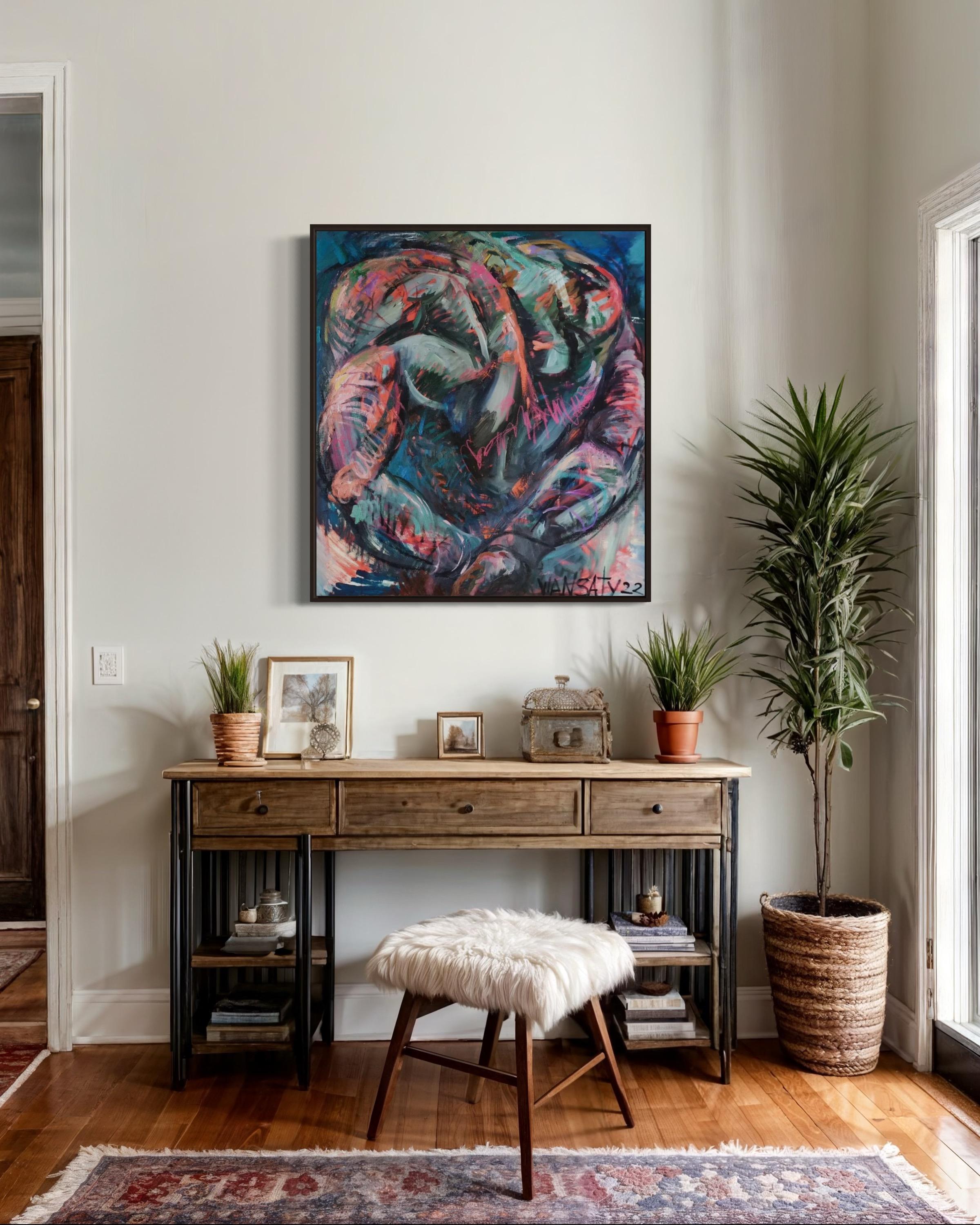 N3, 80 x 90 cm, acrylique, huile, toile en vente 1