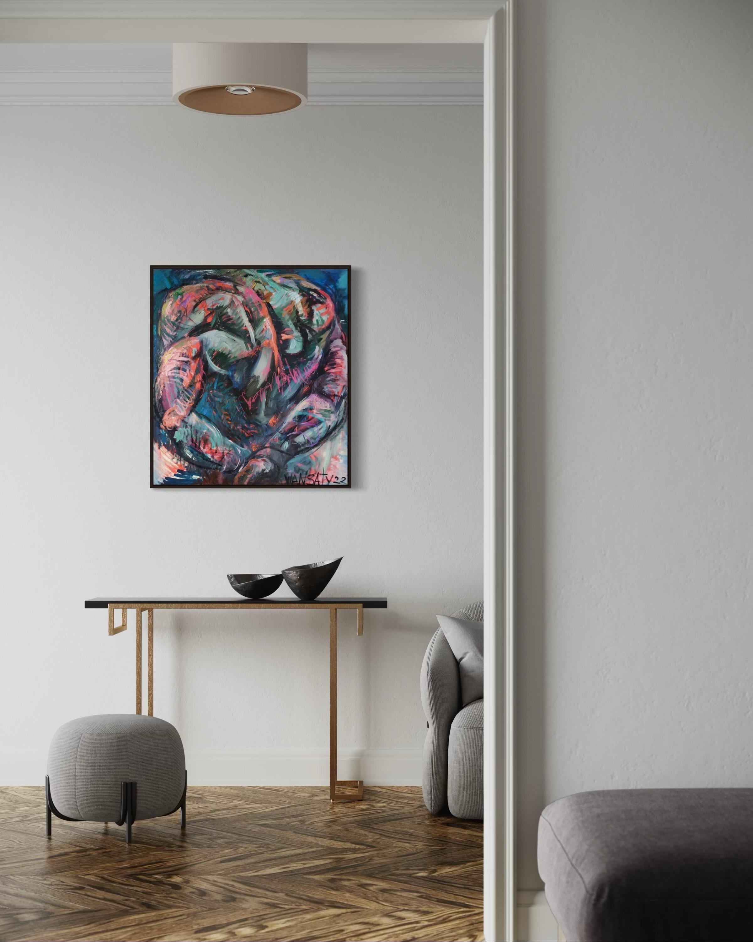 N3, 80 x 90 cm, acrylique, huile, toile en vente 2