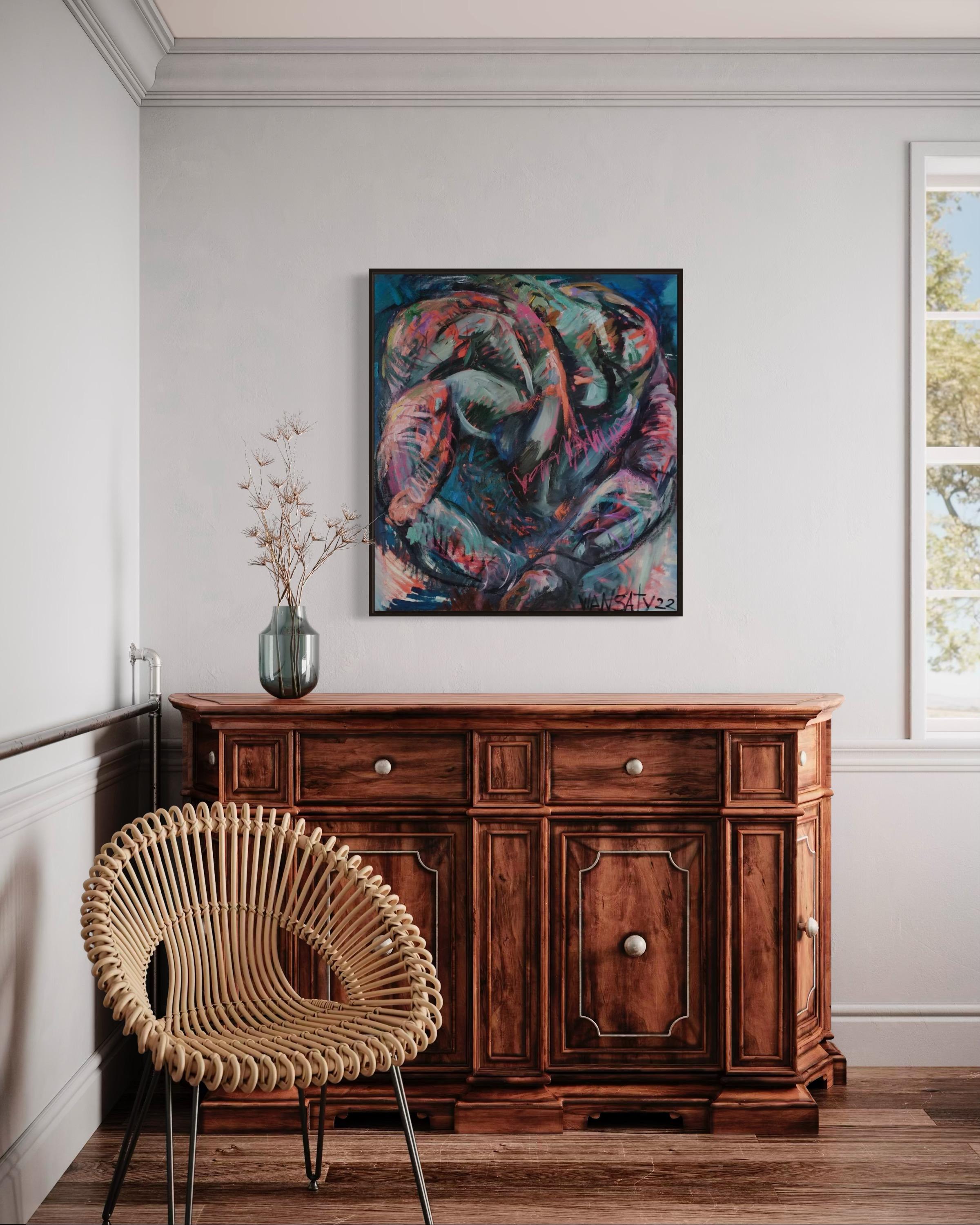 N3, 80 x 90 cm, acrylique, huile, toile en vente 3