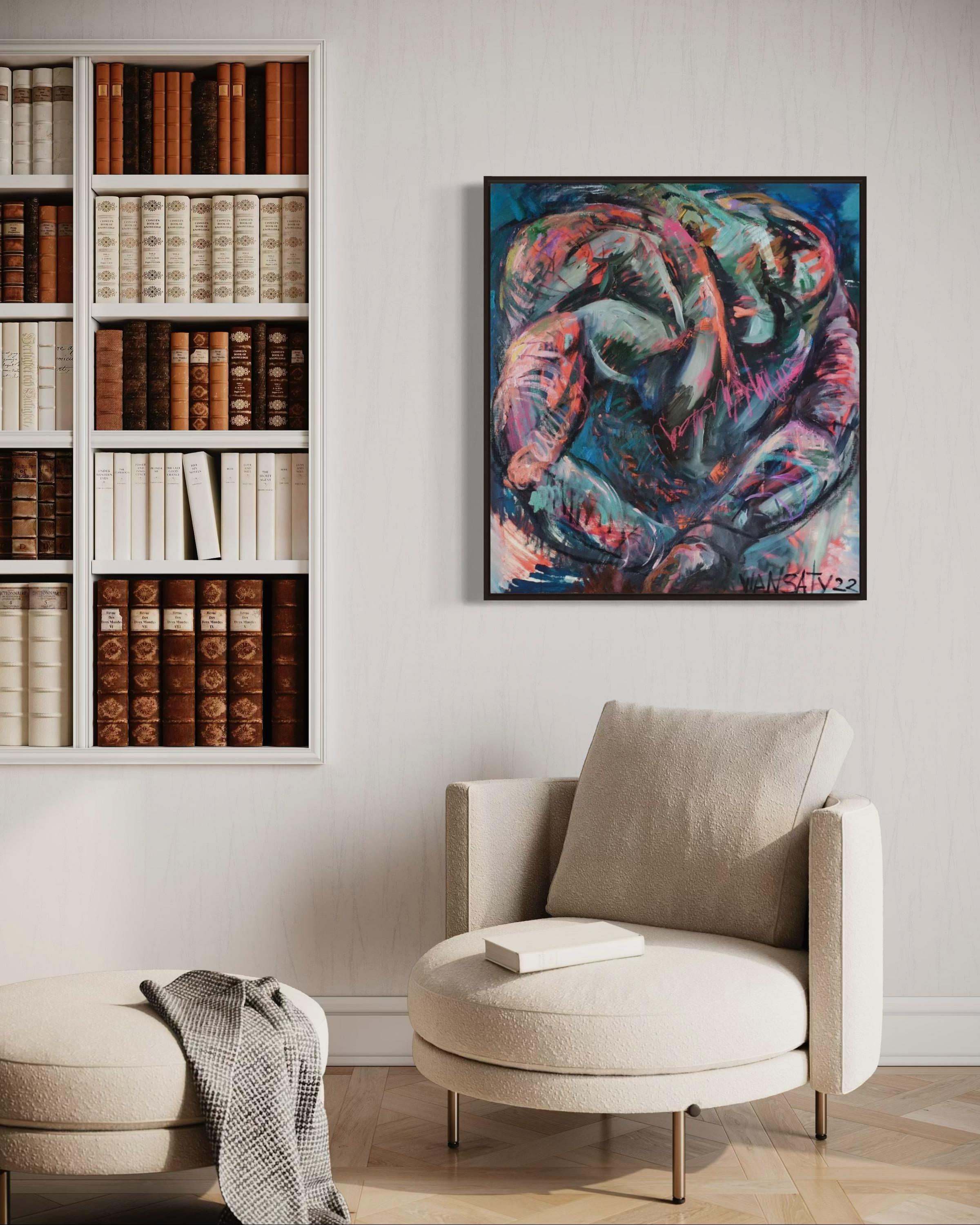 N3, 80 x 90 cm, acrylique, huile, toile en vente 5