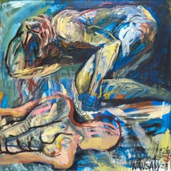 Due , 100x100cm, acrilico, olio, tela