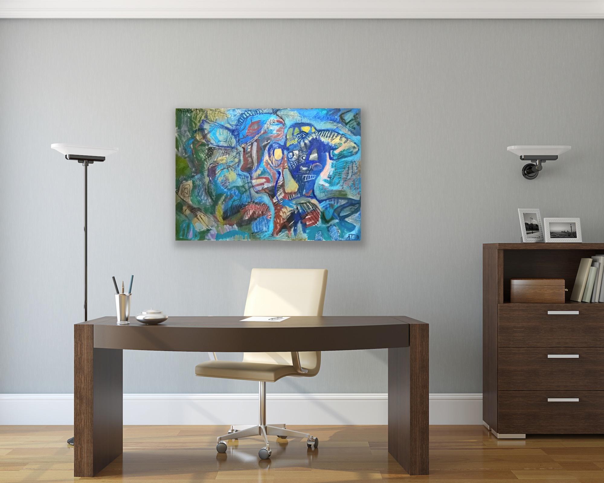 Due teste, 70x100cm, acrilico su tela - Art Astratto di Tatiana Levchenko