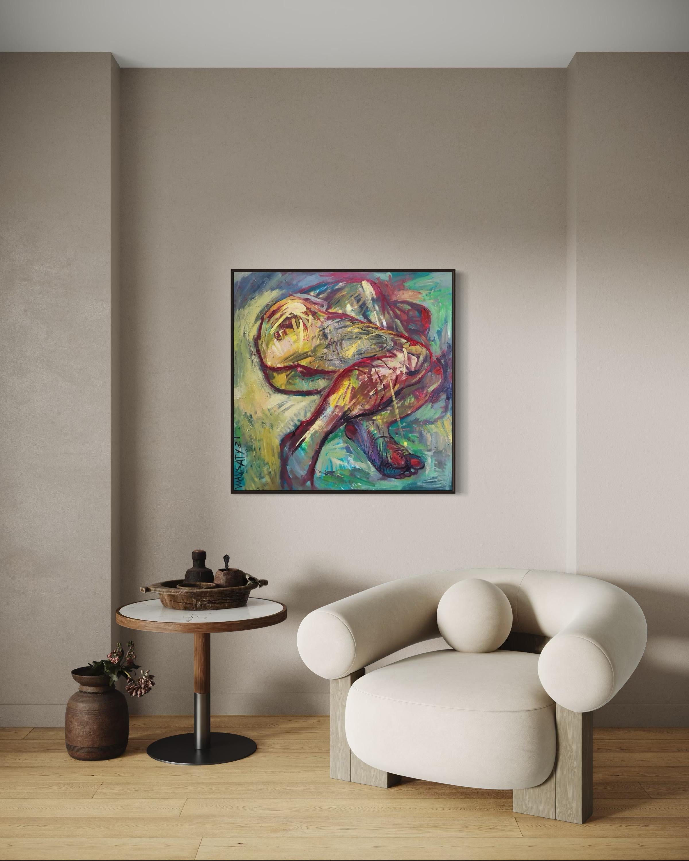 Vulnerabilità, 100x100cm, acrilico, olio, tela in vendita 2