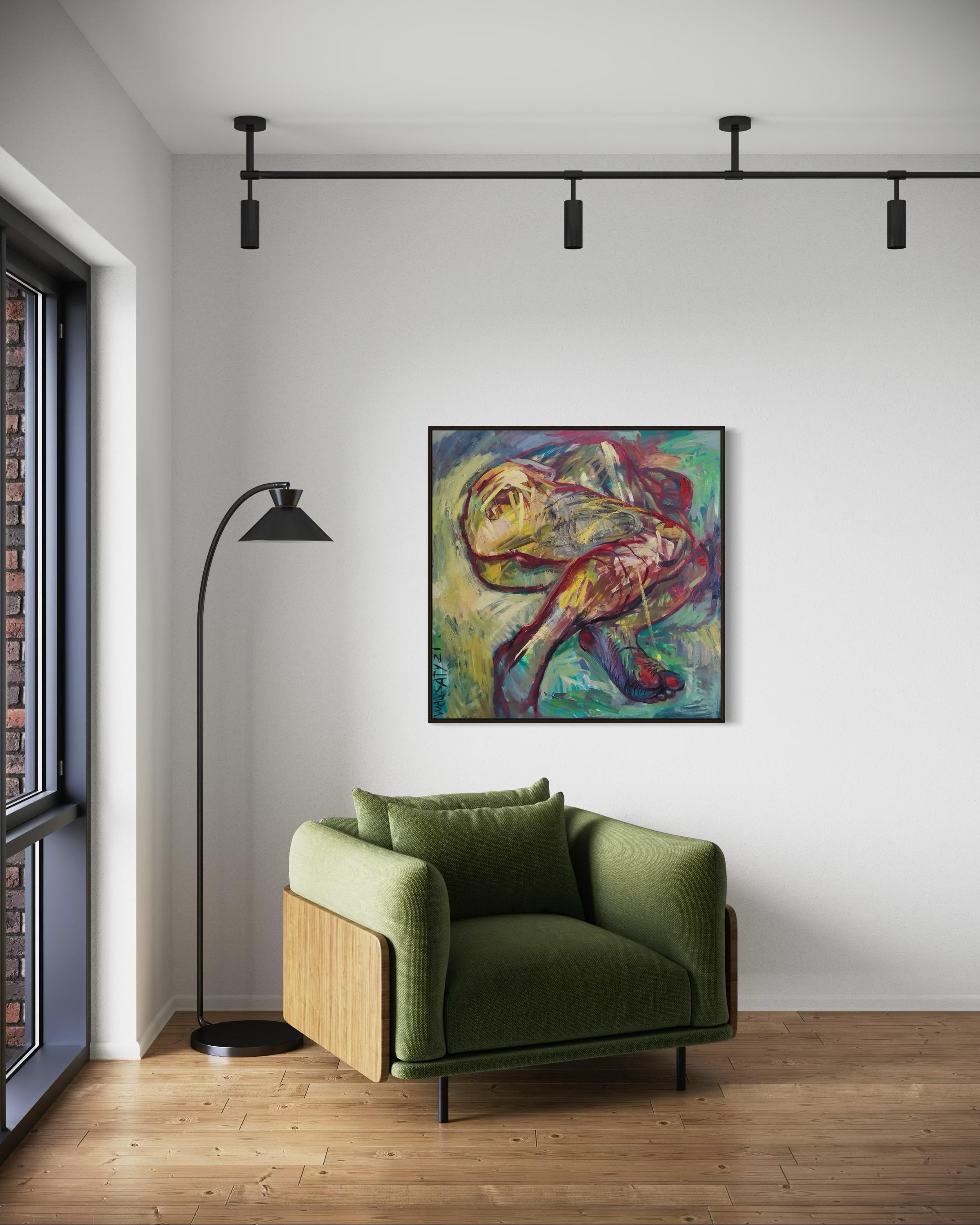 Vulnerability, 100x100cm, Acryl, Öl, Leinwand im Angebot 5
