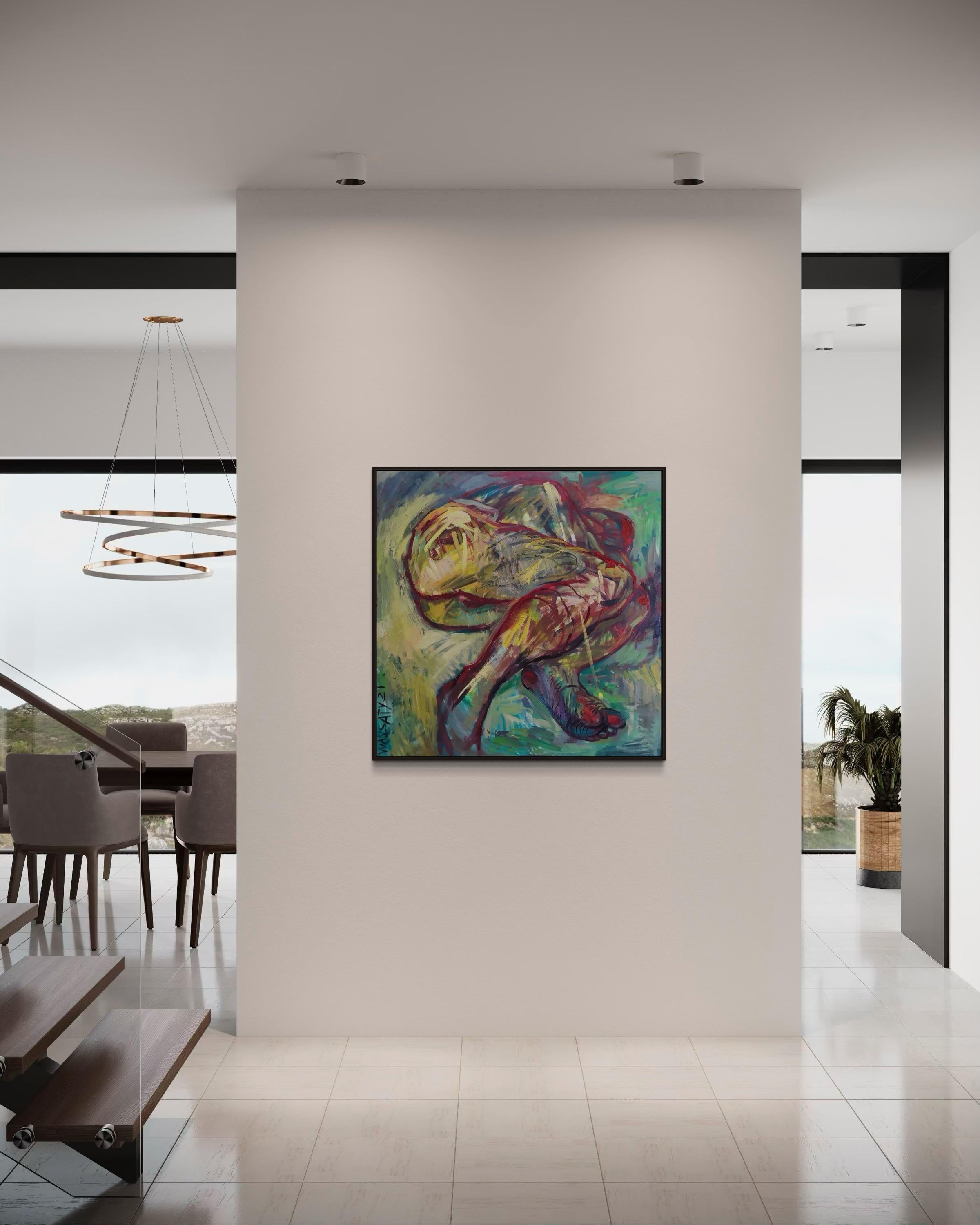 Vulnerability, 100x100cm, Acryl, Öl, Leinwand im Angebot 6