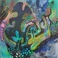 Quando segui la corrente, 100x100cm, acrilico, olio, tela
