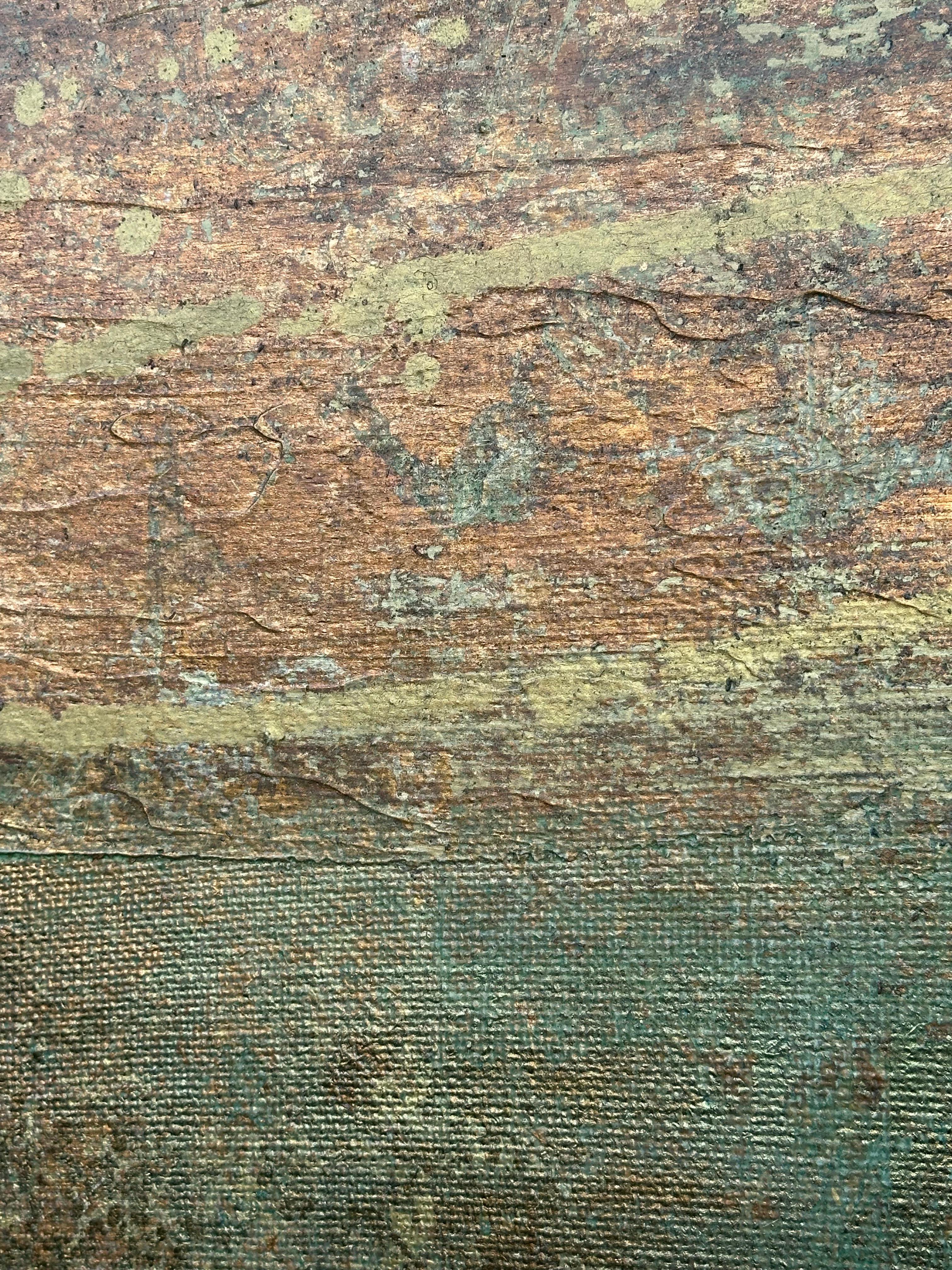 Untitled - Gold Abstract Painting by Tatiana Montoya 